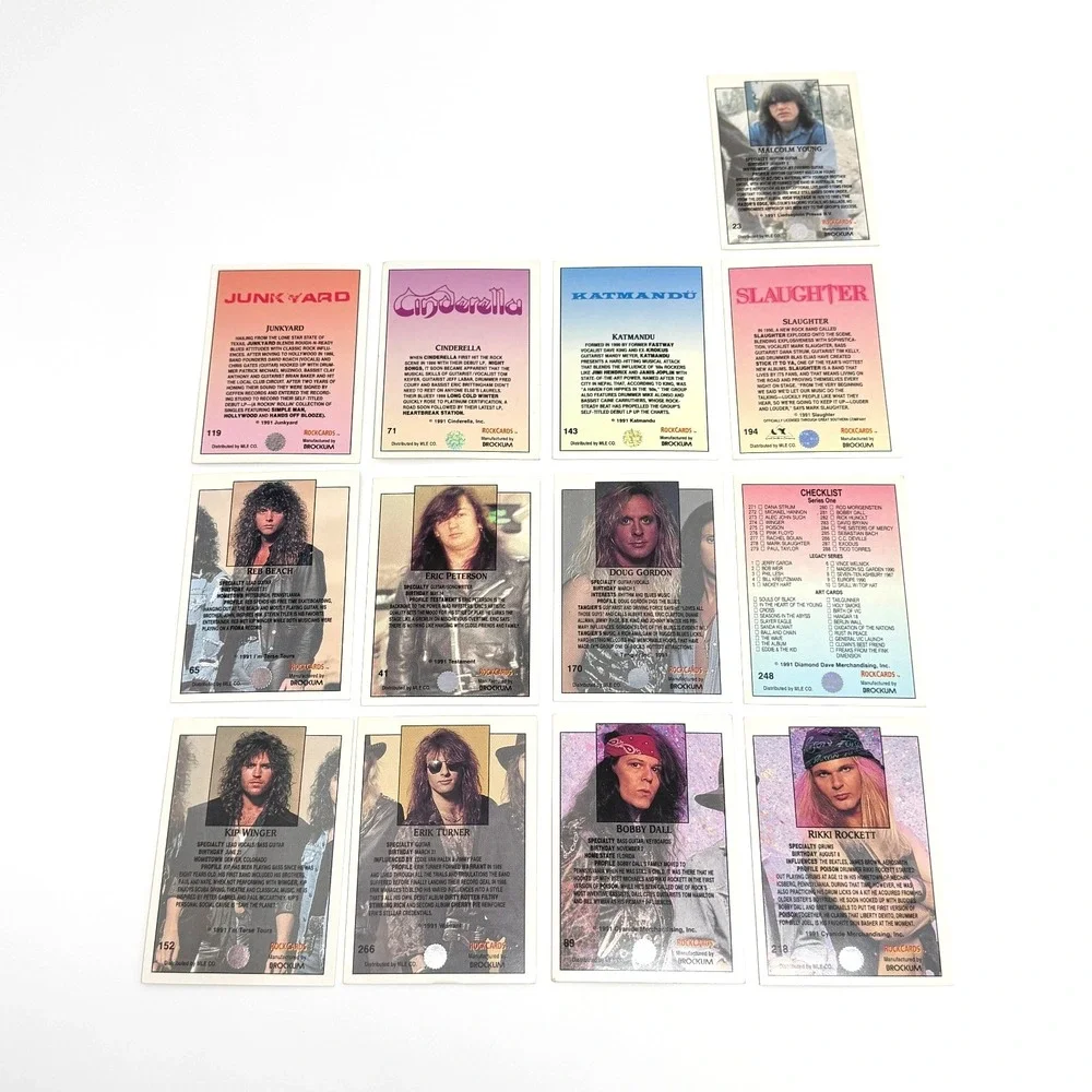 1991 Brockum RockCards Lot of 13 Poison Cinderella Winger AC DC VG